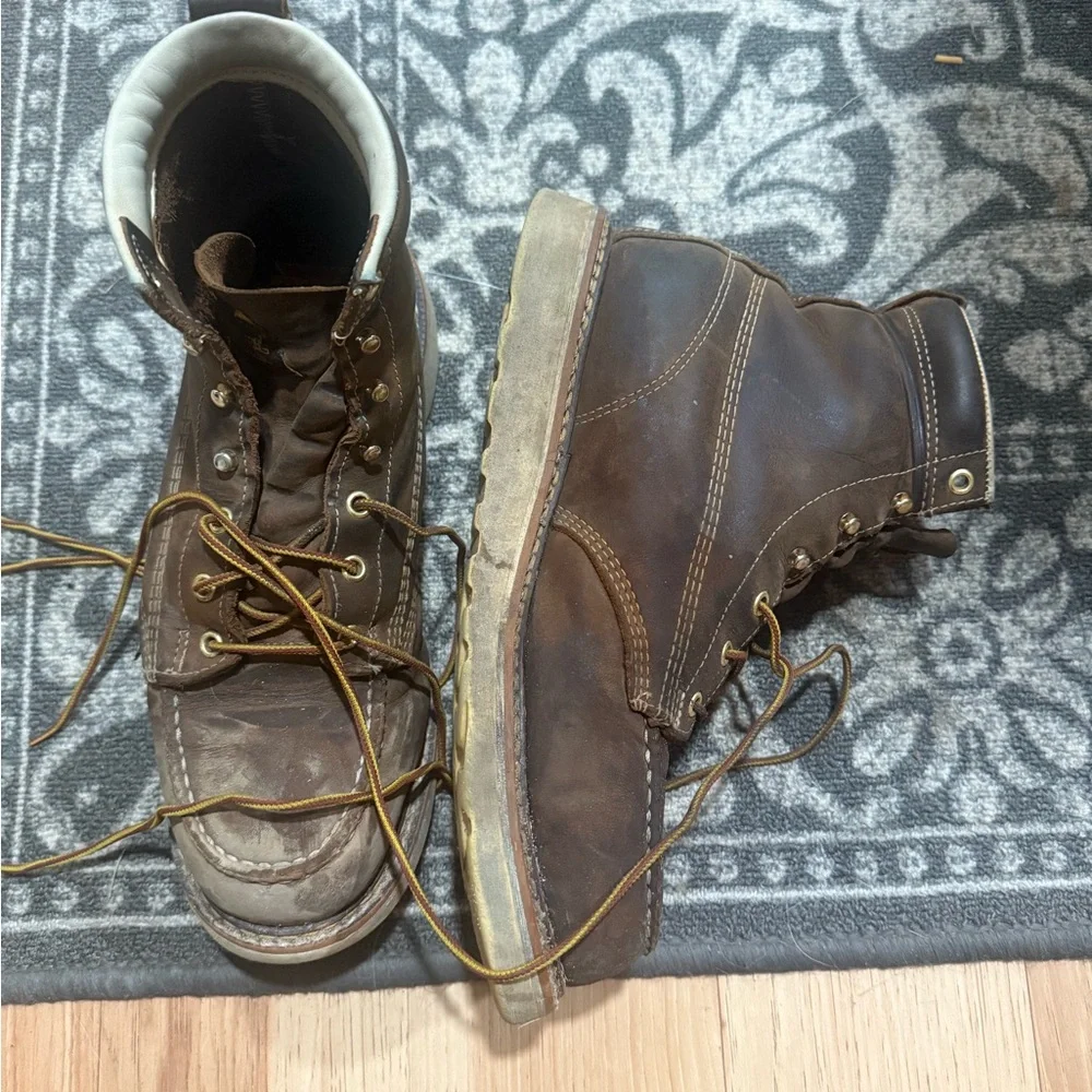Men's Brown Lace-Up Moc Toe Work Boots